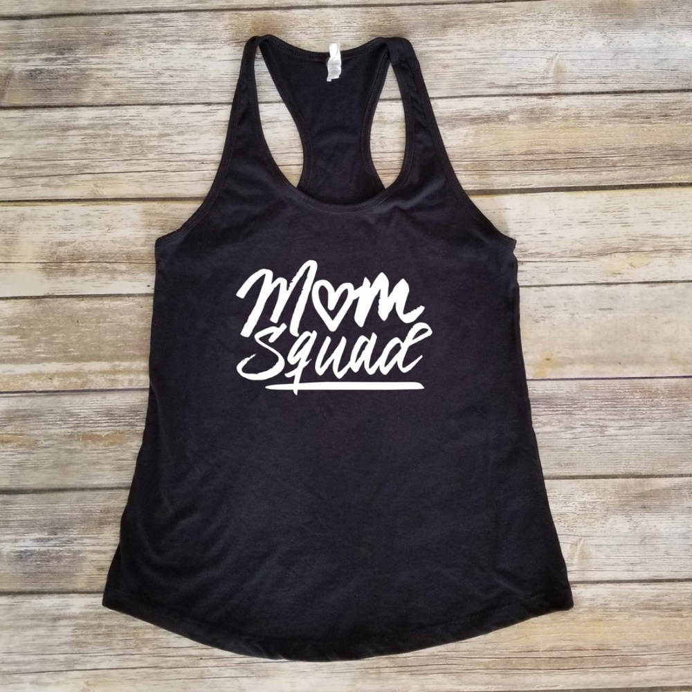 ♥️ Mom Squad ♥️ Ladies Black racerback tank top